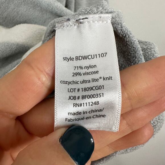 Barefoot Dreams Gray & White Trim Button Front Cardigan - Picture 8 of 9